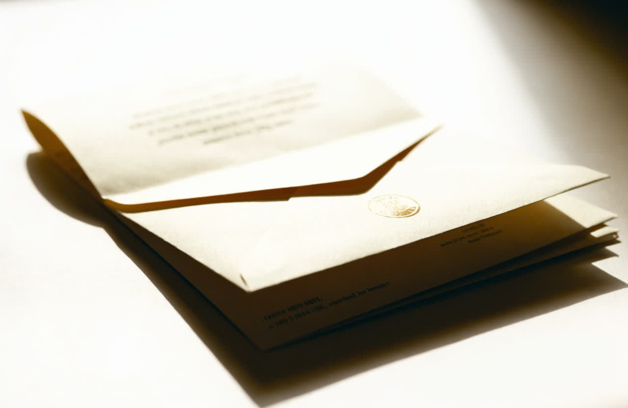 A sealed letter on firm stationery, ready to be served